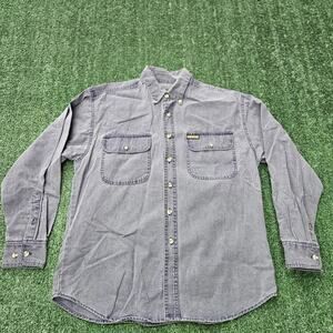 VTG Remington Shirt Mens L Blue Long Sleeve Button Pockets Outdoor Hunting